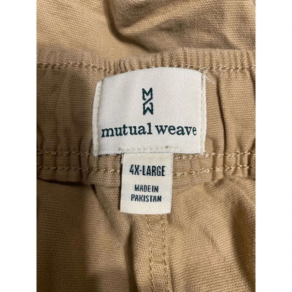 Mutual Weave‎ Mens 4XL Big Tall Tan Pull On Cargo Pants Relaxed Taper Drawstring
